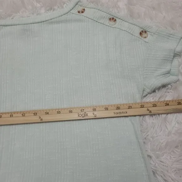 French Laundry Knit Top Womens Size 1XL Blue White Stripe Button Details - Picture 8 of 8